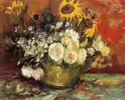Roses and sunflowers 1886